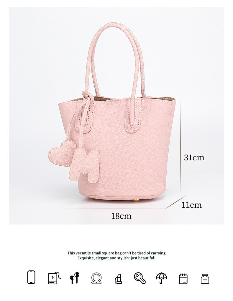 Korean Style Basket Handbag for Women, Versatile Bucket Crossbody Bag, Spring and Autumn Textured Trendy Shoulder Bag for Women