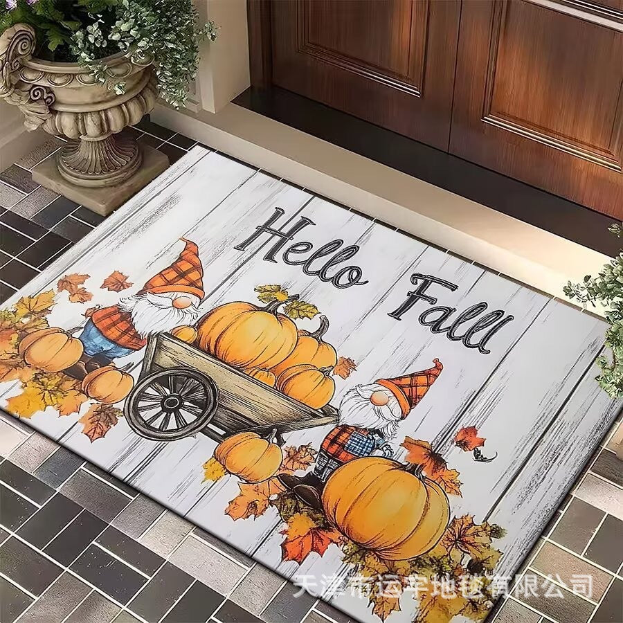 Carpet Crystal Velvet Christmas Floor Mat Cartoon Holiday Decoration Entry Door Floor Mat Dirty Resistant Foot Mat