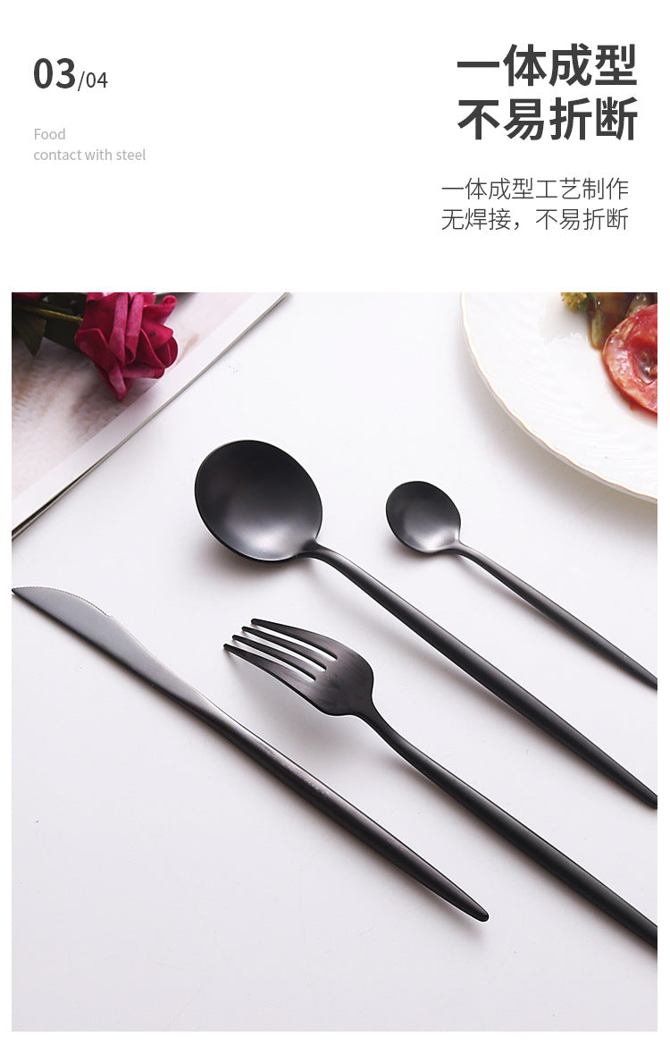 304Portuguese Full Series Western Cutlery Matte Retro Tableware Steak Knife Fork Spoon Dessert Knife Ice Spoon Set