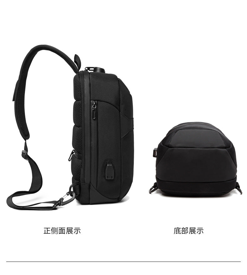 OZUKO Anti-theft Men's Chest Bag Waterproof Oxford Cloth Single Shoulder Crossbody Bag Chest Portable Multifunctional Trendy Bag