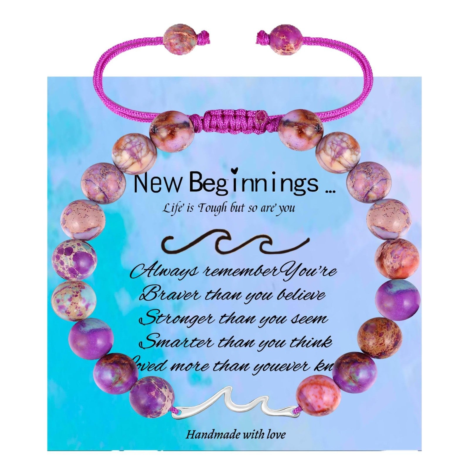 Men's Black Matte Woven Bracelet Stretchable Tiger Eye Emperor Stone Beaded Bracelet Ocean Wave Pendant Woven Bracelet