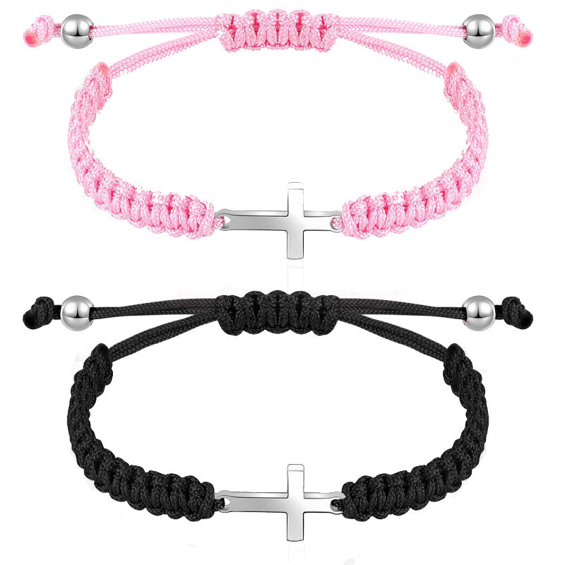 Women's Simple Woven Bracelet Set Stretchable Adjustable Bracelet Friendship Commemorative Wrapped Cross Woven Bracelet