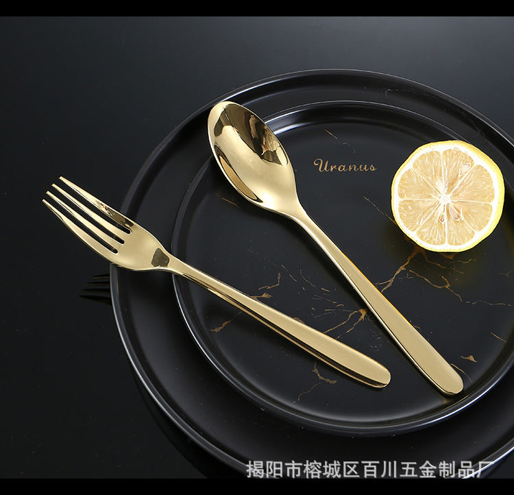 201Stainless Steel Knife Fork Spoon Heavy Moonlight Tableware Western Food Hotel Household Steak Knife Fork Dessert Spoon Wholesale