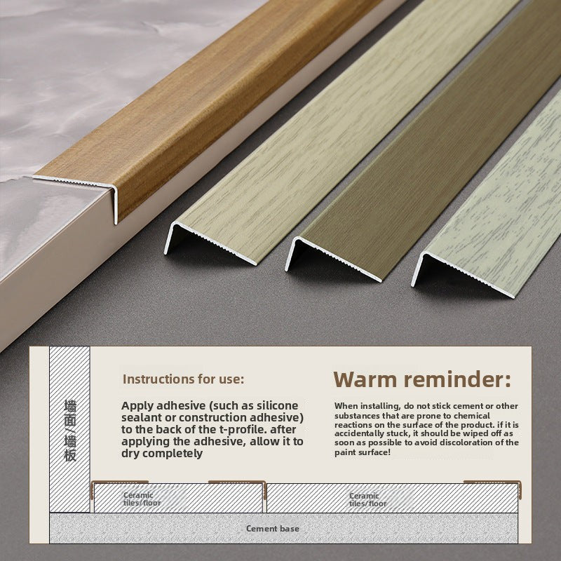 Aluminum alloy wood grain L Right-angle ultra-narrow wood flooring edge trim strip7Door threshold edging trim, wardrobe corner fastener strip