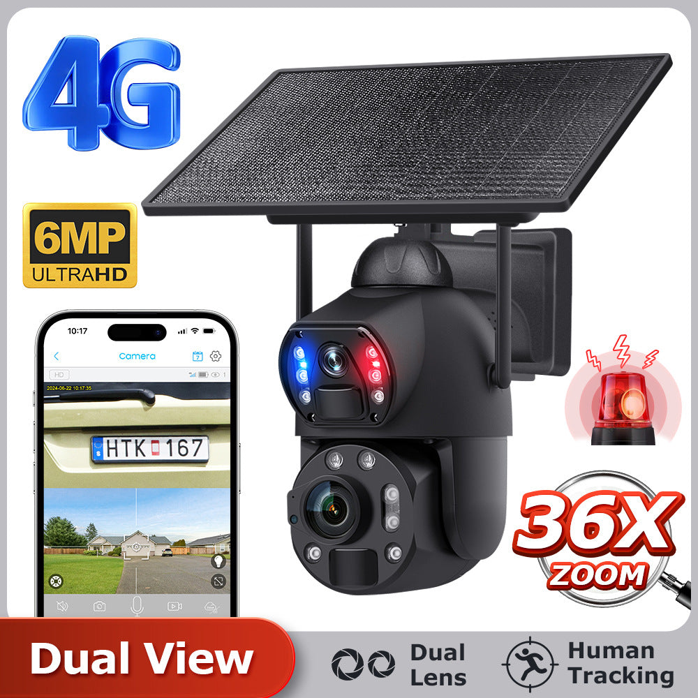 Dual Lens Dual Screen36Dual Optical Zoom4G Solar-powered Camera600High Definition Wireless Camera