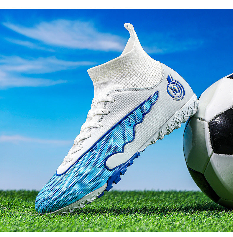 New Professional Football Shoes Boys High Top Youth Students Competition Training AG Long Spike Broken Spike Sneakers