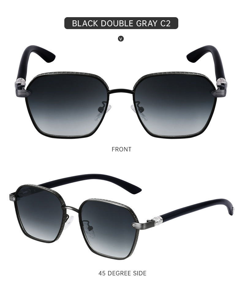 Vintage Imitation Wood Grain Temple Men's Sunglasses Outdoor Driving Square Frame Sunglasses Wholesale shades