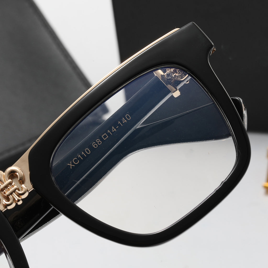 TR Vintage Square Frame Glasses for Men and Women Fashion Trend Anti-Blue Light Plain Glasses Crow Star Internet Celebrity Same Style logo