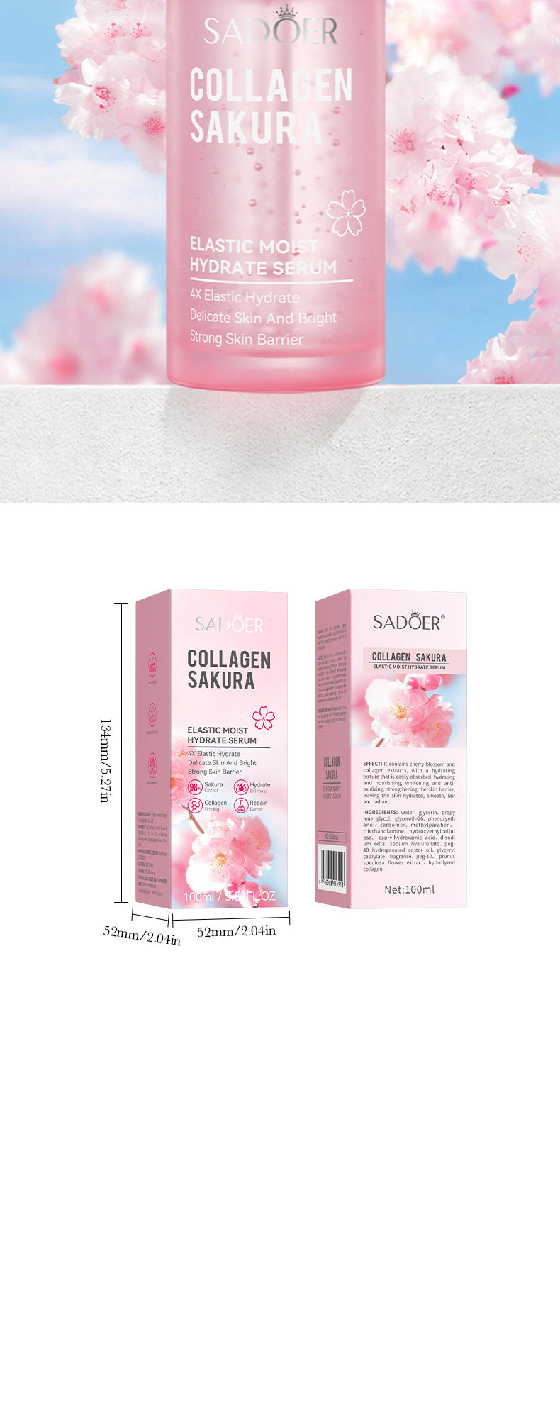 Sakura Essence100ml SADOER Collagen elastic moisturizing essence  wholesale