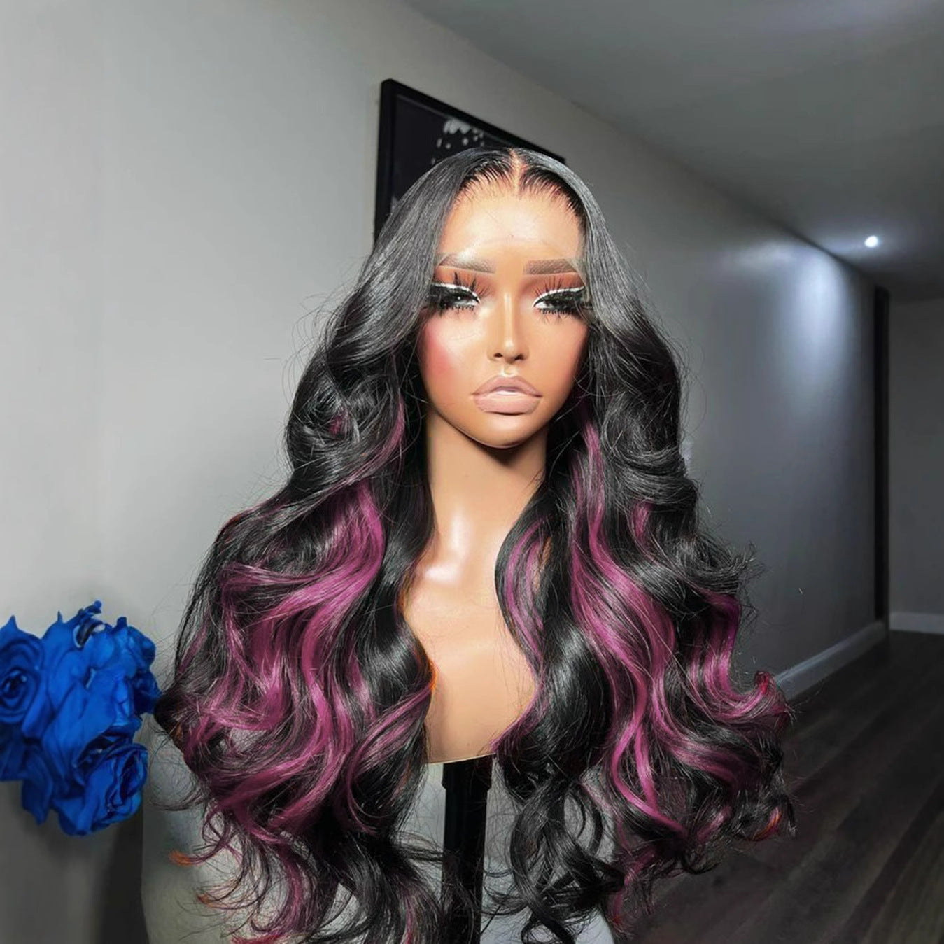 Highlight Lace Front Wig Ombre Light Brown Synthetic Wigs