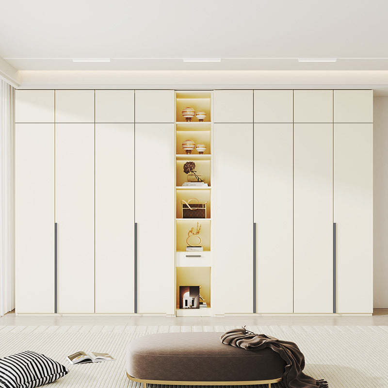 Solid Wood European Pine Board One-Door to Ceiling Ultra-High Combination Wardrobe Simple Modern2.5/2.6/2.7/2.8/3.0m Rice