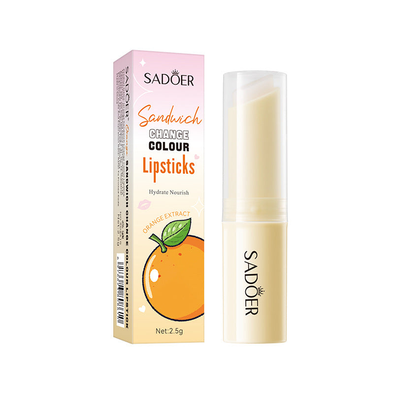 Fruit Filled Temperature Changing Lip Balm SADOER Hydrating Moisturizing Temperature Changing Lip Balm for Foreign Trade