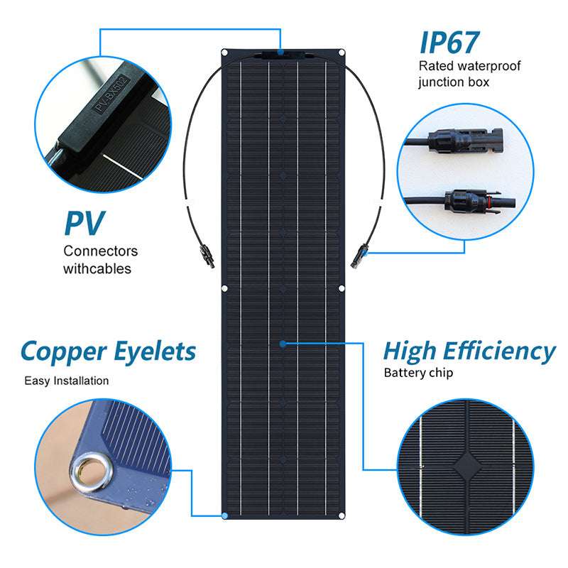 Solar Panel 100W 18V Controller Kit for Car Yacht RV Camper Battery