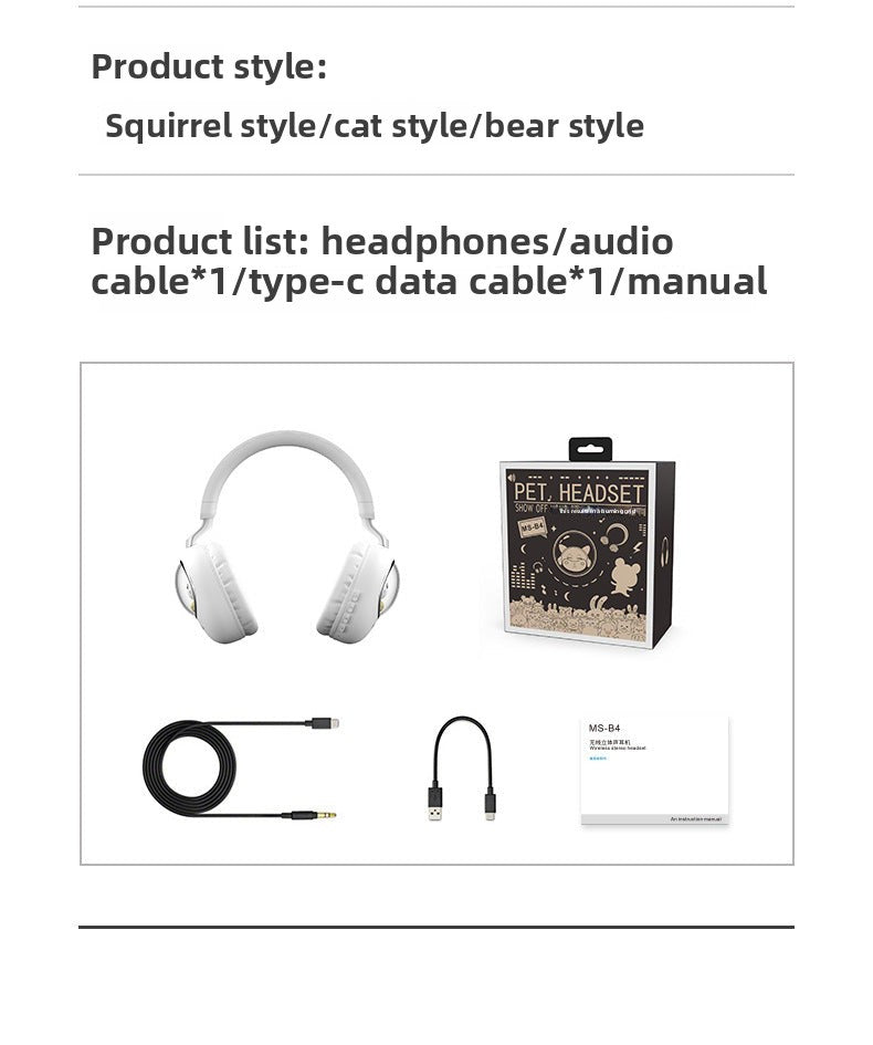 Wireless Headset Bluetooth Earphones Long Battery Life Student Children Cute Cartoon Gaming Headset