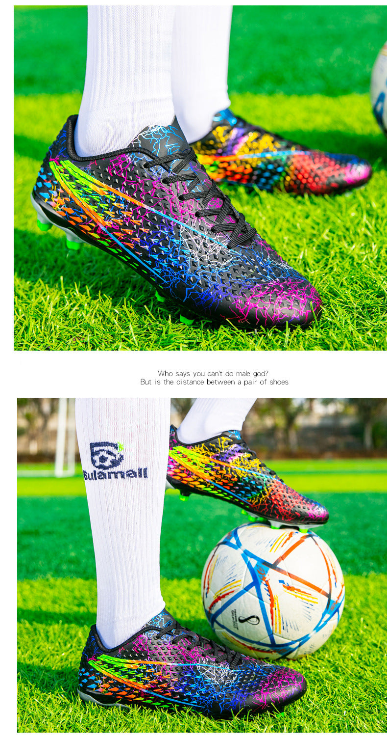 New professional football shoes for men and women AG Long Spike Colorful Multi-Color Youth Student Grass Competition Training Shoes