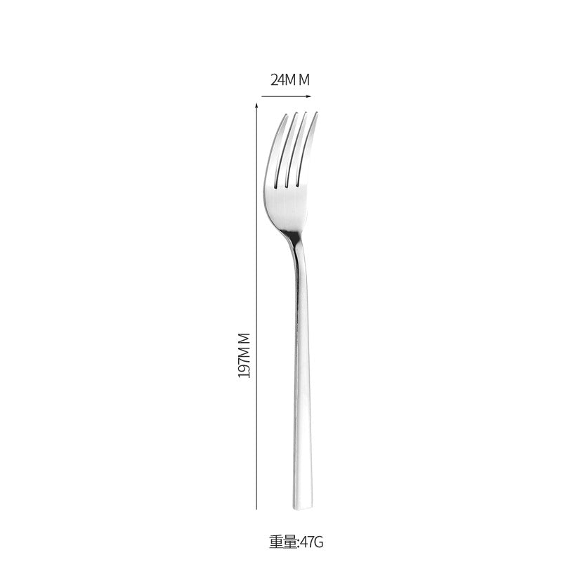 410Stainless Steel Tableware Hotel Restaurant Thickened Square Handle Knife Fork Spoon Set Western Food24Set of Steak Knives and Forks