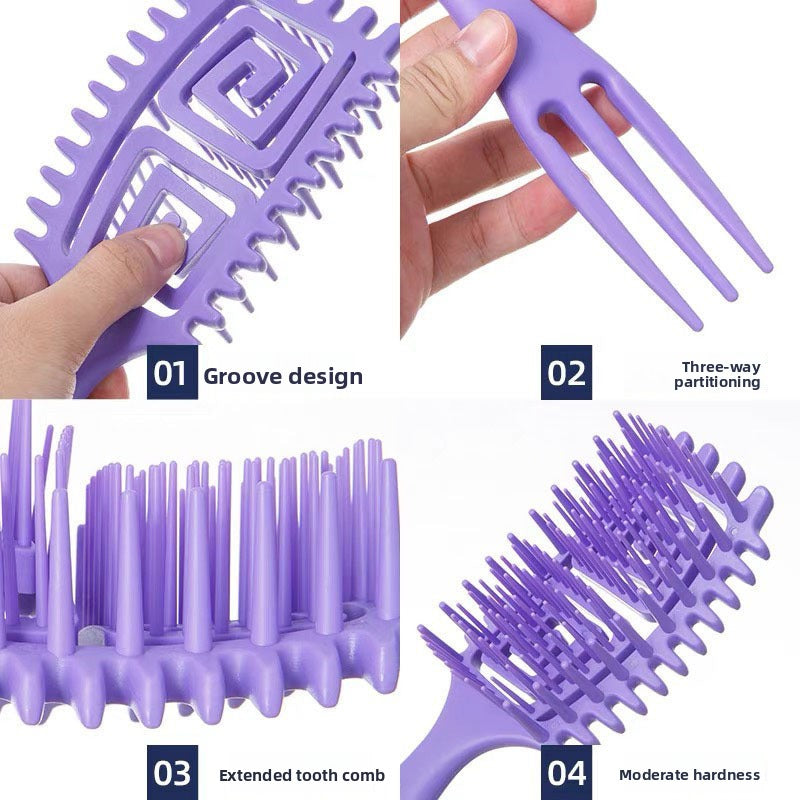 Bounce Curl Defining Styling Comb Smooth Hair Hollow Tail Three-Prong Scalp Cleaning Comb Sea King Curl Hair Styling Comb