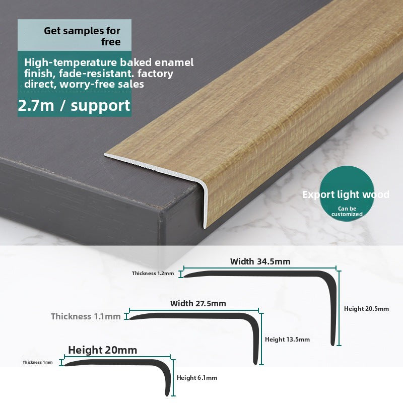 Aluminum alloy wood floor edge trim strip floor finishing strip L Wood grain trim strip7Door threshold trim edge sealing strip