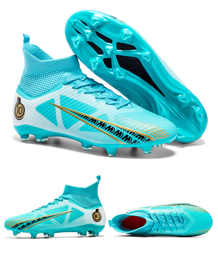 World Cup Football Shoes Men's High Top Long Spike Lawn Broken Spike Youth Student Competition Training Shoes