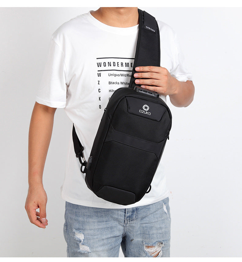 OZUKO Anti-theft Men's Chest Bag Waterproof Oxford Cloth Single Shoulder Crossbody Bag Chest Portable Multifunctional Trendy Bag
