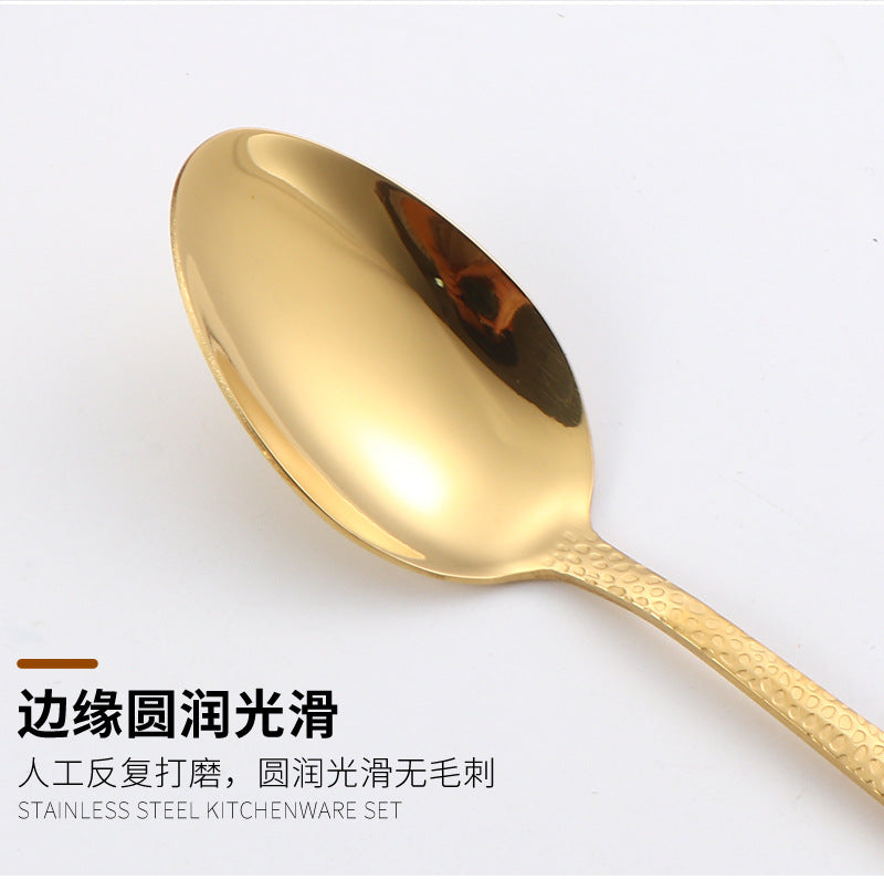 410Stainless Steel Tableware Hotel Restaurant Hammered Knife Fork Spoon24Set of Western Steak Knives and Forks