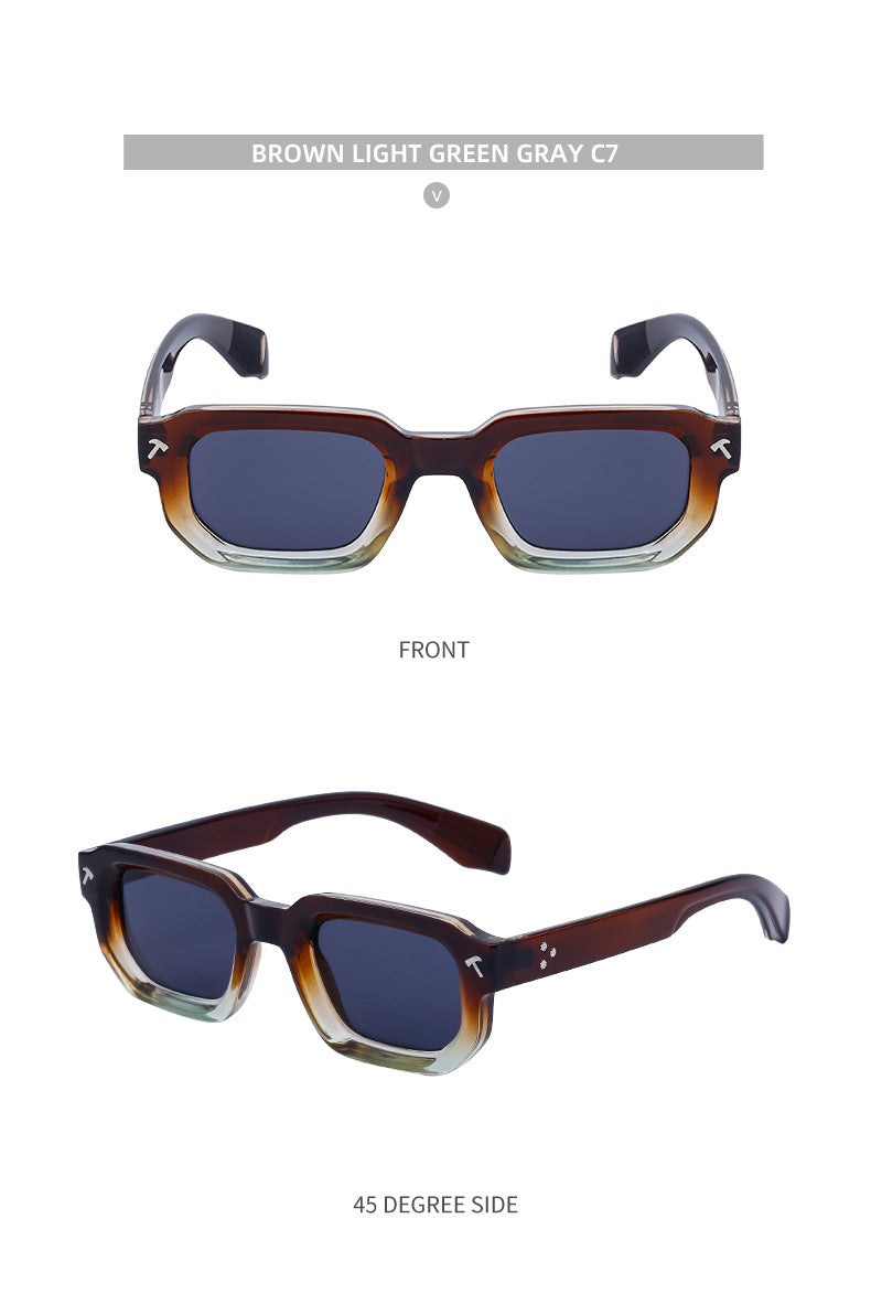 New European and American Fashion Square Frame Sunglasses for Men, Simple Personality Black Frame Glasses sunglasses