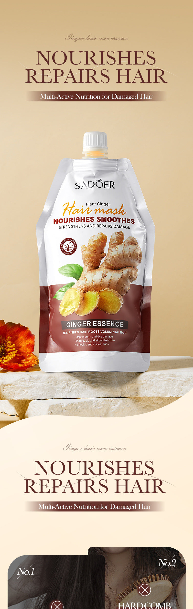 Ginger Hair Mask350g SADOER Smooth Nourishing Repair Moisturizing Hair Mask  Wholesale
