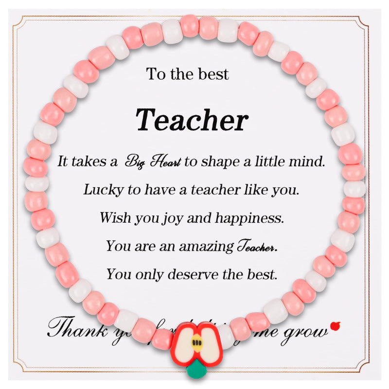 Teacher's Day Heartwarming Bracelet Niche High-end Gift teacher Card Bead Apple Thank You Teacher Bracelet