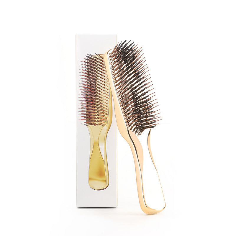 Electroplated Fine Needle Comb Head Meridian Massage Comb Scalp Cleaning Care Comb Dry and Wet Dual-use Portable Hairdressing Comb