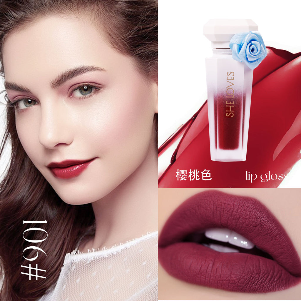 Europe and America SHELOVES Rose Matte Lip Glaze Long-lasting Non-stick Cup Non-fading Genuine Lip Gloss Makeup Wholesale