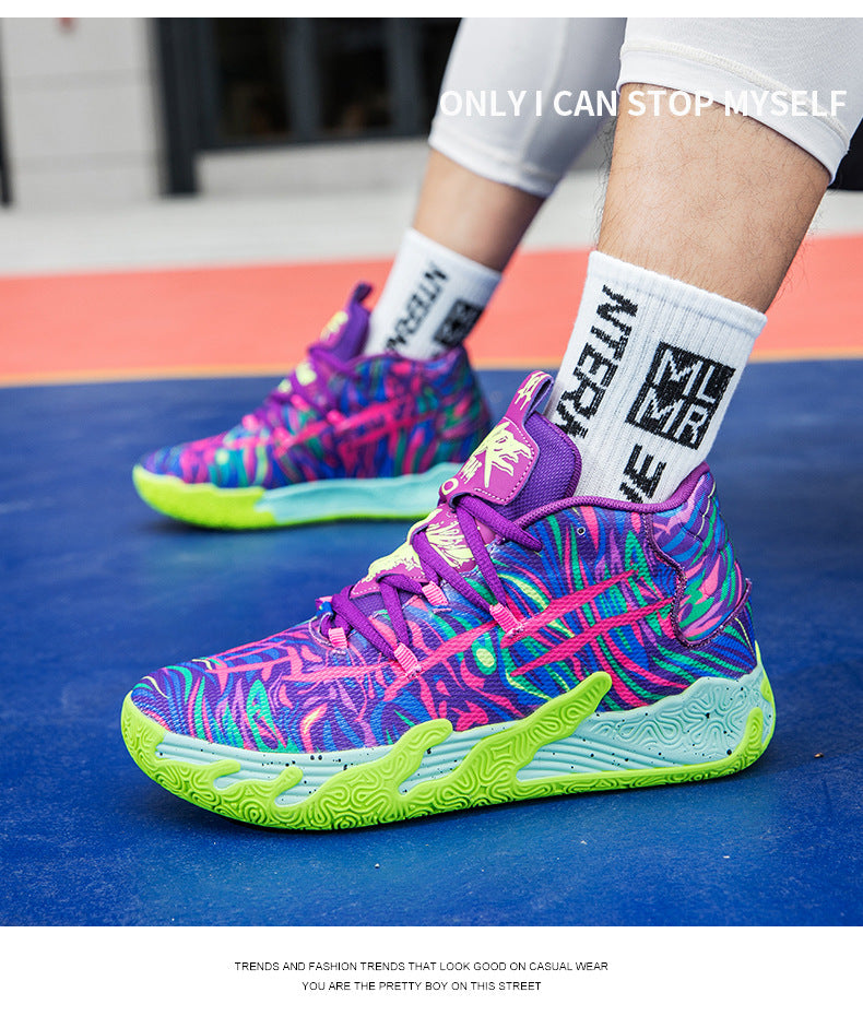 New Mid-Calf Professional Basketball Shoes Outdoor Practical Breathable Couple Shoes Thick Sole Non-Slip Unisex Shock Absorption Sports Shoes