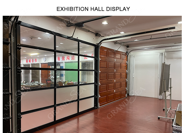 Modern Industrial Overhead Black Panel Garage Door Motor Automatic Aluminum Grille Garage Door for Villa