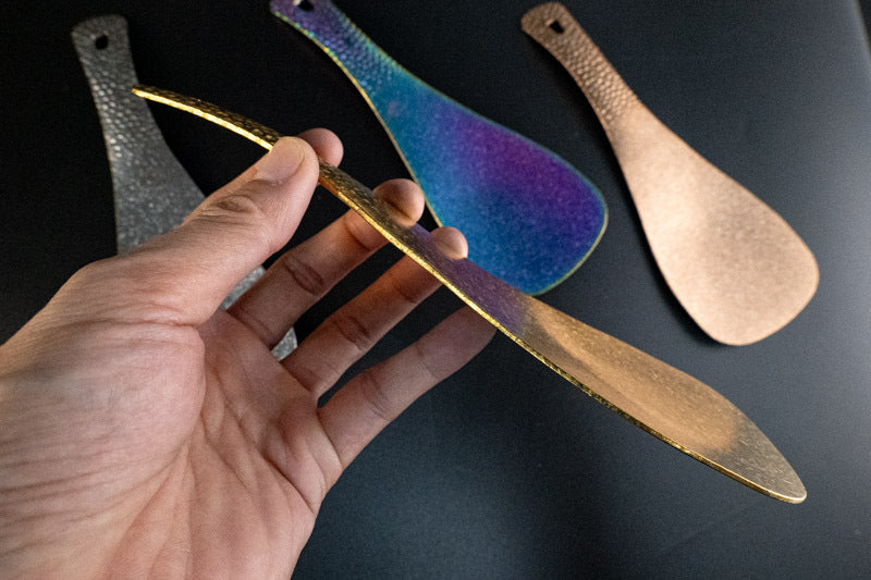 High-end Pure Titanium Rice Spoon Luxury Mildew-proof Rice Shovel Antibacterial Rice Shovel Hammer Pattern Rice Serving Spoon Rice Spoon Kitchen