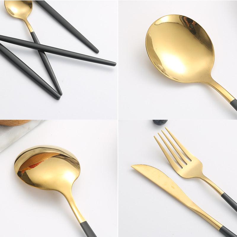 410Stainless Steel Cutlery Western Steak Knife Fork Spoon6People Serving Hotel Restaurant Portugal24Piece Suit