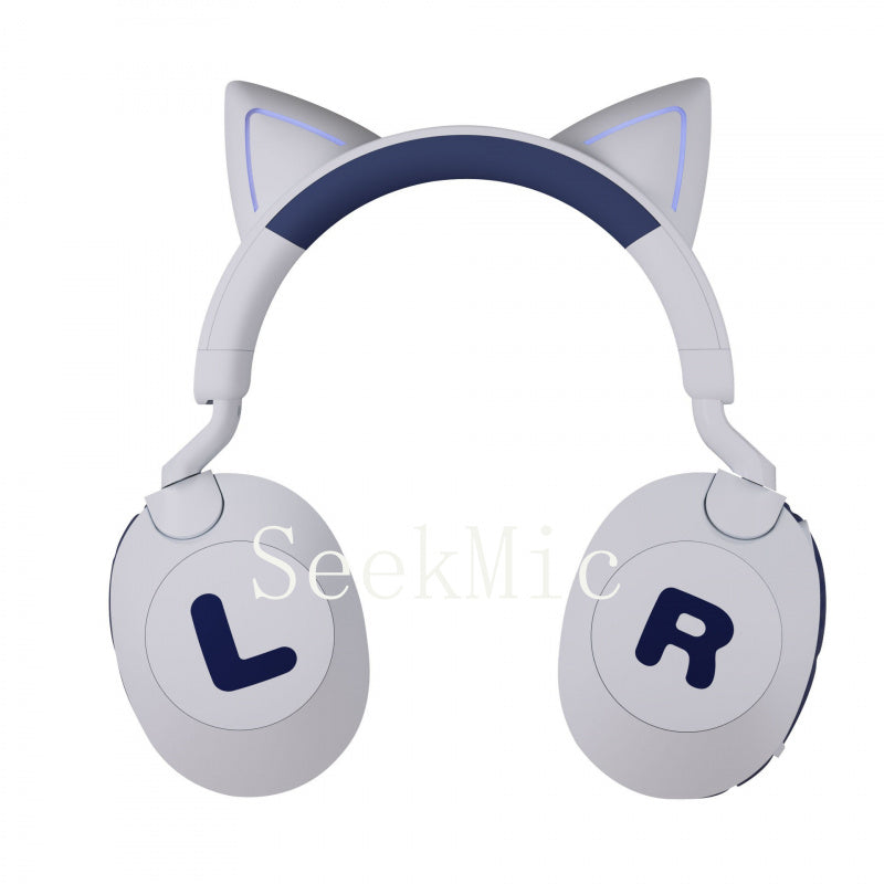 Cat Ear Headband Bluetooth Wireless Headphones with Mic Cute Long Battery Life Adorable Design Cute Cat