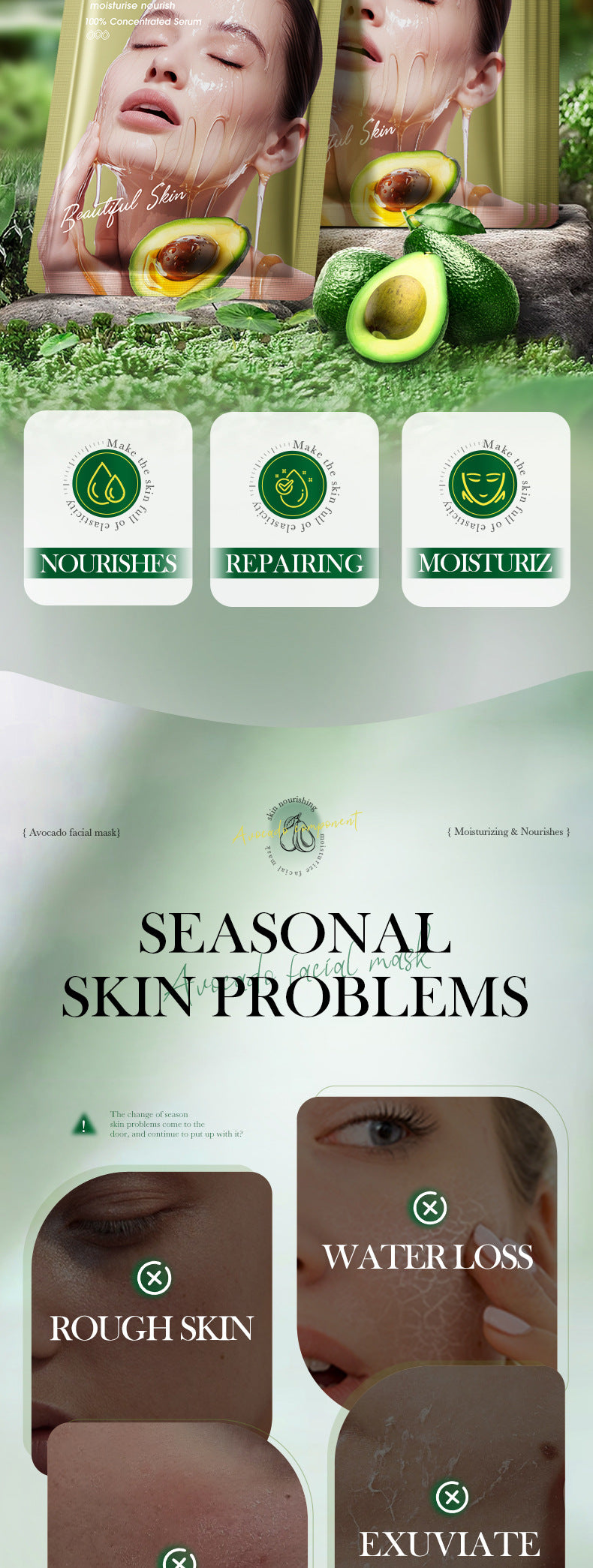 Honey Avocado Nourishing Mask SADOER Moisturizing and Hydrating Face Mask Cross-Border Wholesale