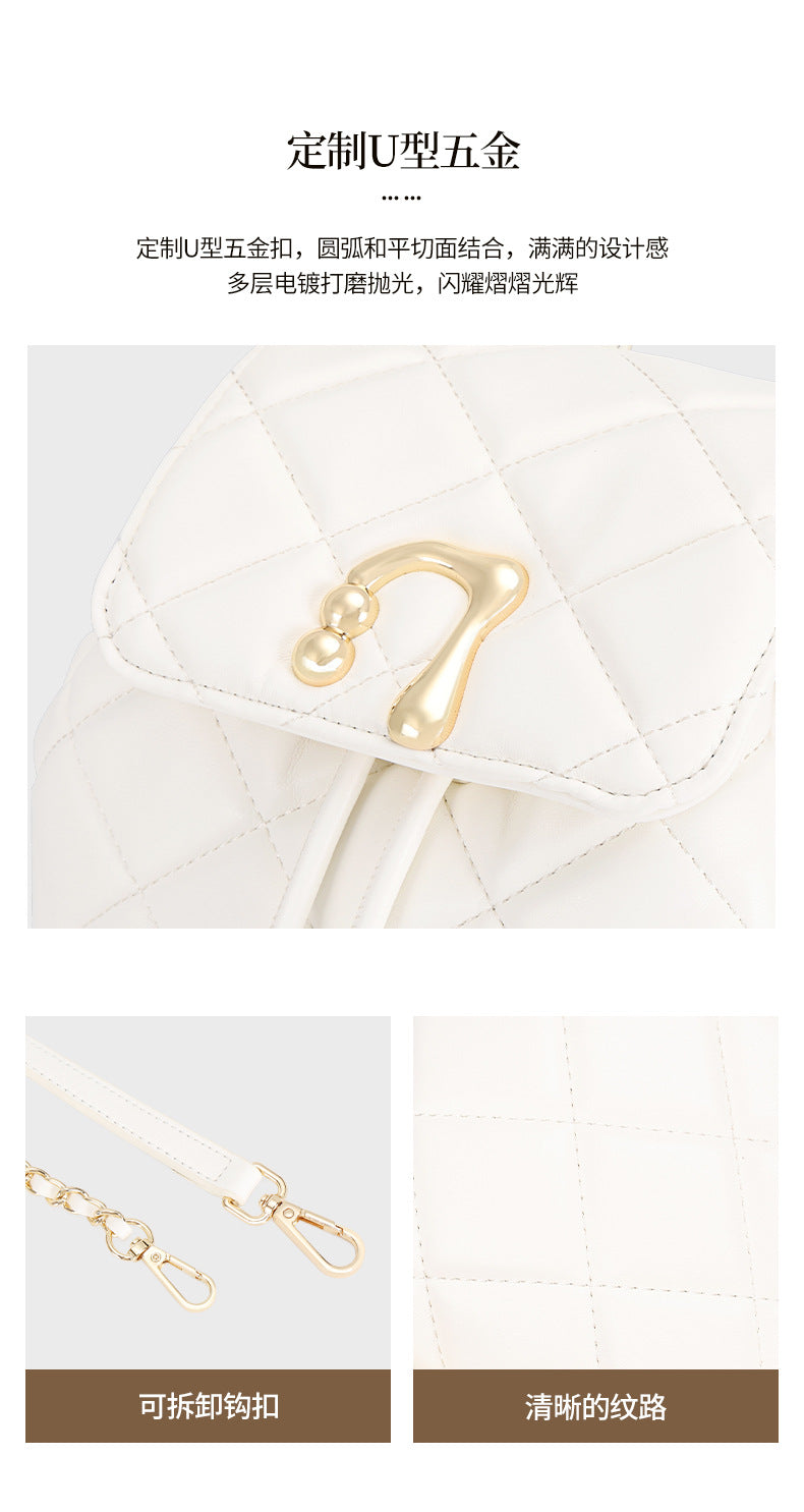 Chanel Style Quilted Design Simple Backpack for Women Mini Version Versatile New Niche High-end Small Backpack with Chain