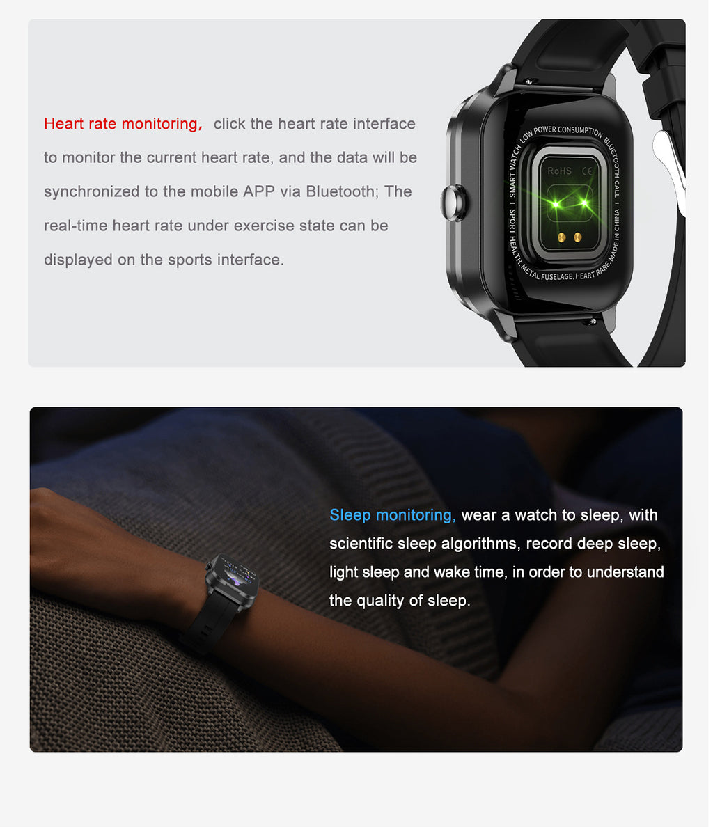 D8 Pro Smart Watch Bluetooth Call True Heart Rate Step Sleep Monitoring Hidden Bluetooth Earphone Sports