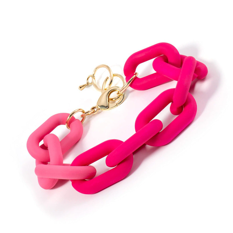 U Chain Bracelet for Women DIY Colorful Simple Resin Bracelet Lobster Clasp Extension Chain Resin Chain Bracelet