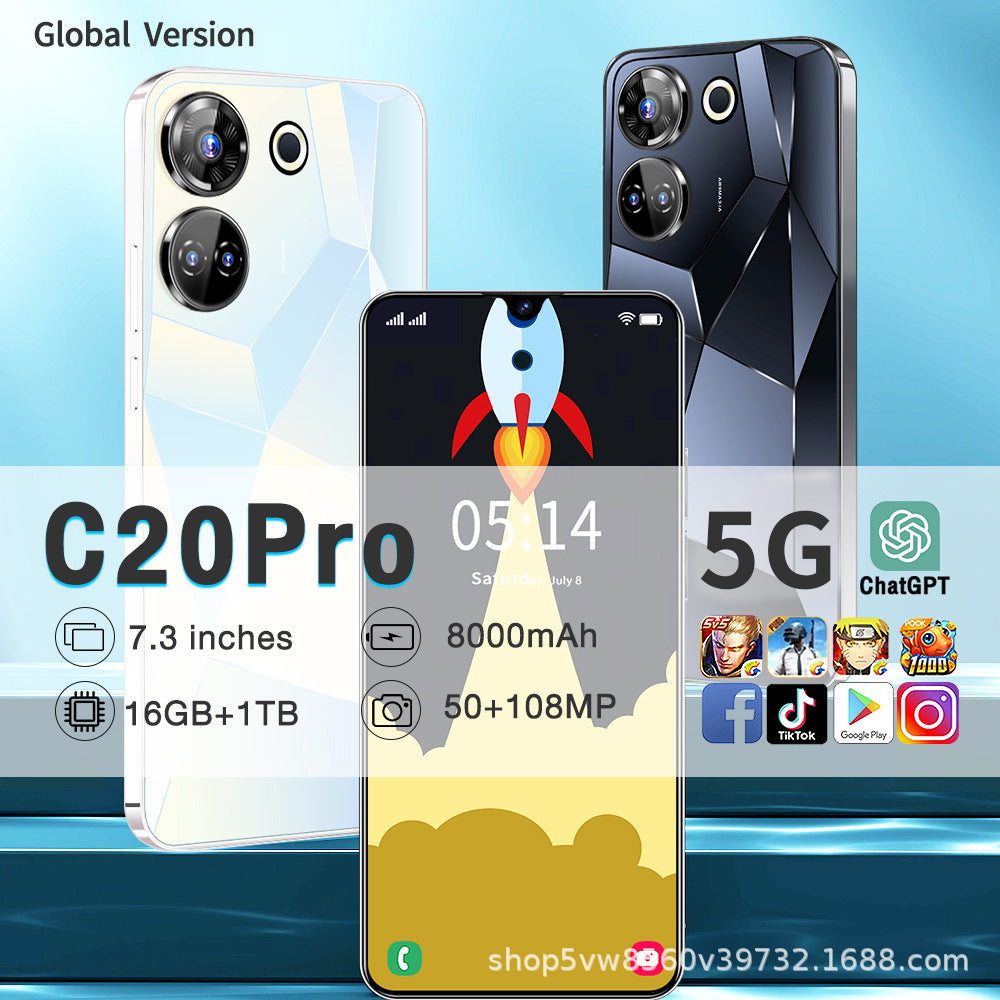 7.3Inch Hd Large Screen C20 Pro Mobile Phone16+1T Large Memory Smartphone Factory Direct Sale
