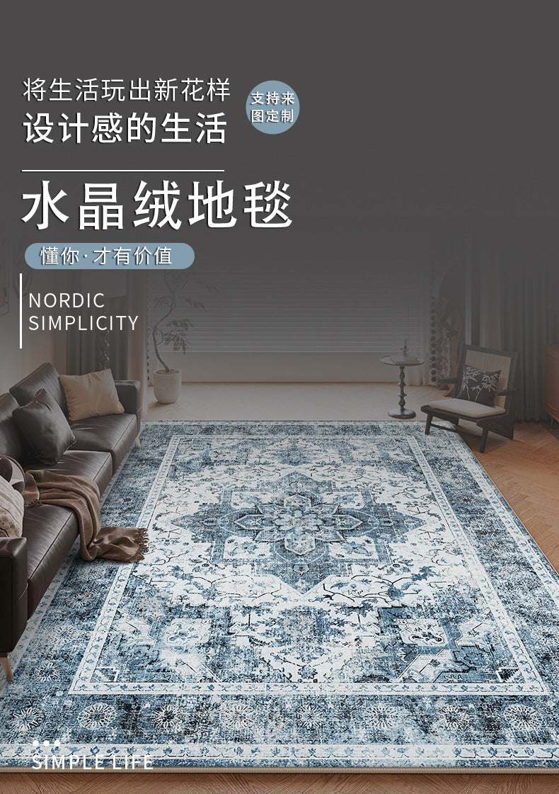 Persian Style Large Area Full Coverage Living Room Carpet, Stain Resistant and Easy to Maintain, Sofa and Coffee Table Decorative Carpet Wholesale