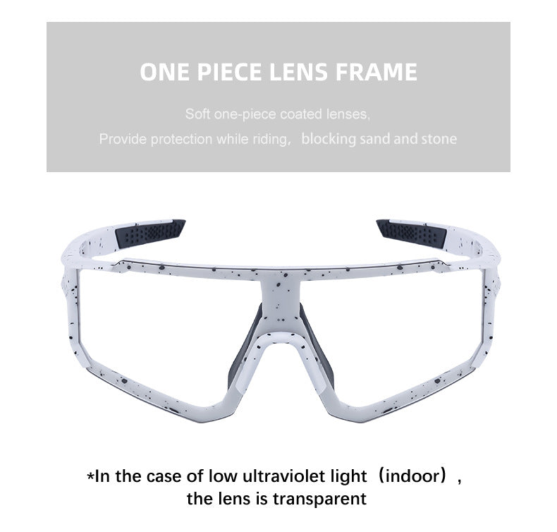 European and American One-piece Photochromic Sunglasses Women Outdoor Cycling Sports Windproof Sunglasses Men Wholesale shades
