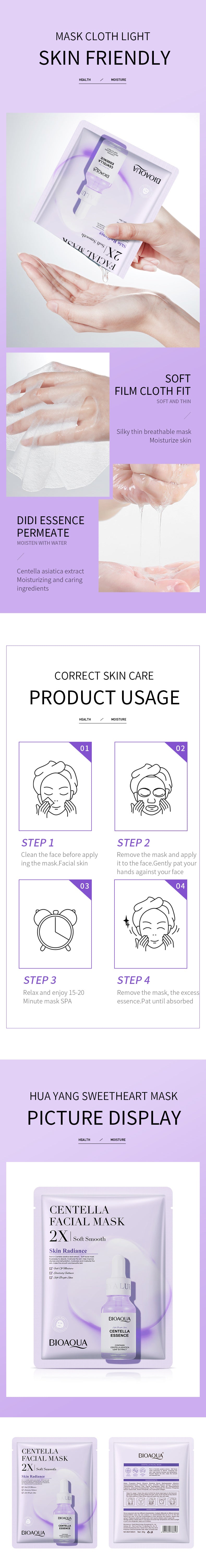 Packaging BIOAOUA Collagen Mask Sheet Pack Hydrating and Moisturizing   OBO Wholesale