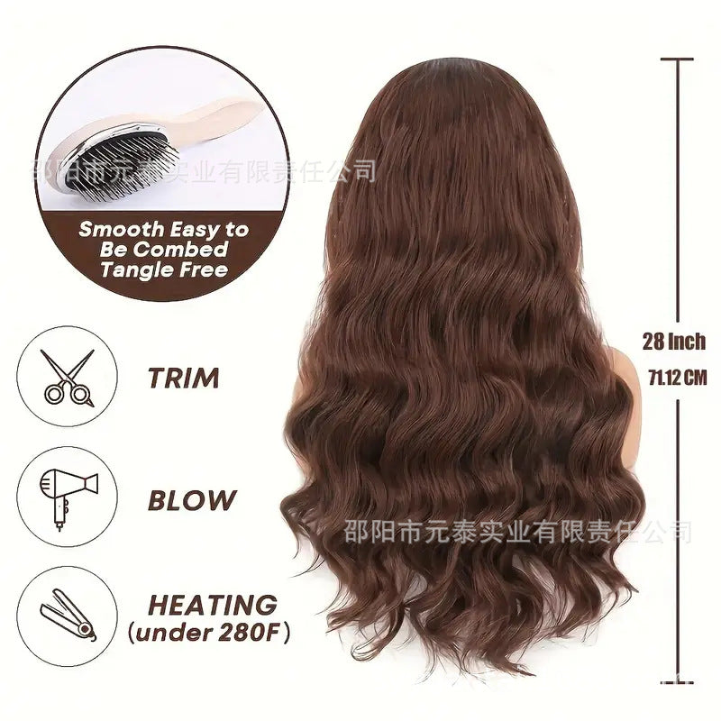 Synthetic Body Wave Chocolate Brown 13X4 Lace Front Wigs
