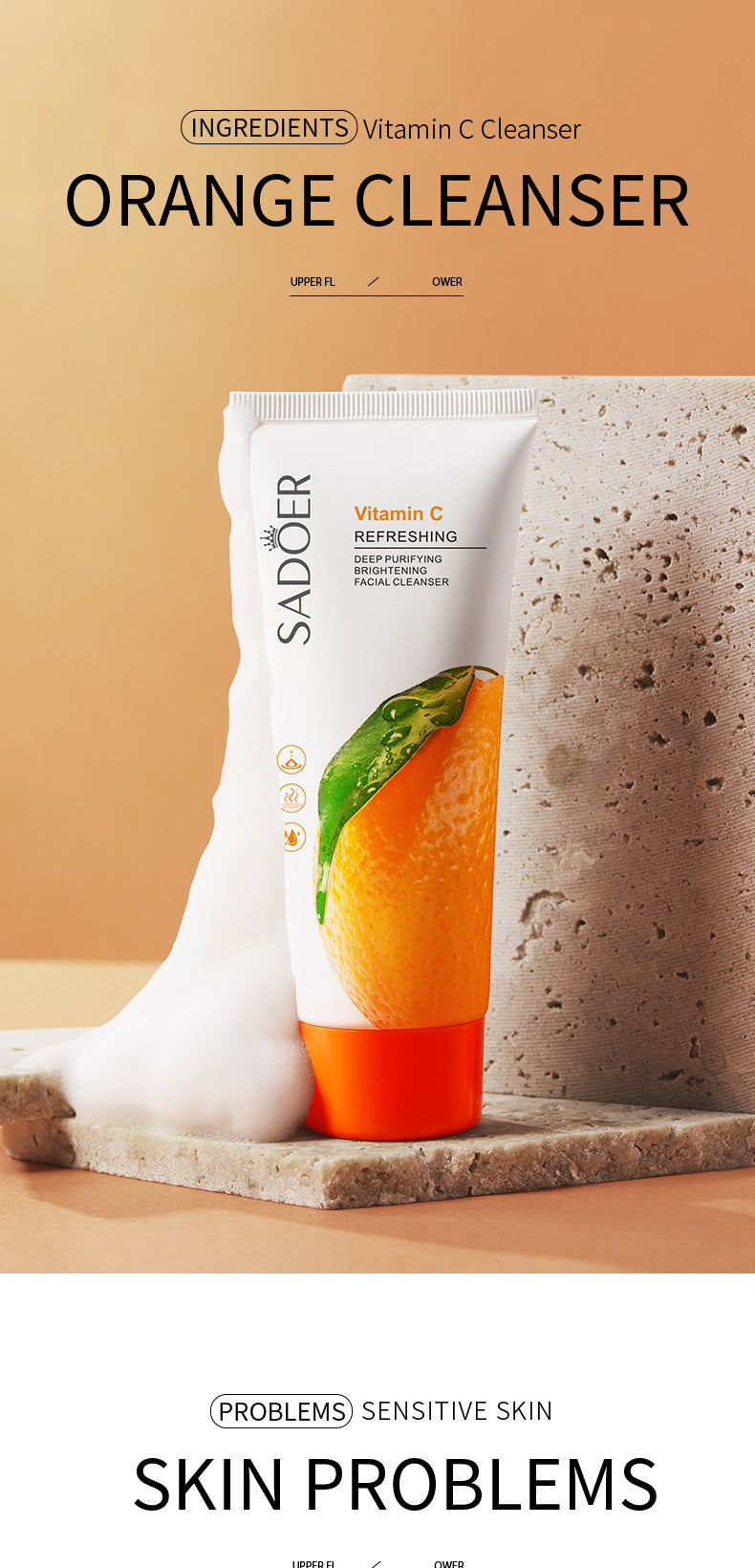 Facial Cleanser SADOER Rose Facial Cleanser100g Deep Cleaning  Foreign Trade Live Wholesale