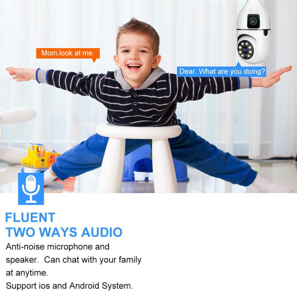 V380Binocular Bulb WiFi Camera Day and Night Full Color Panoramic HD Dual Lens Wireless Surveillance Camera