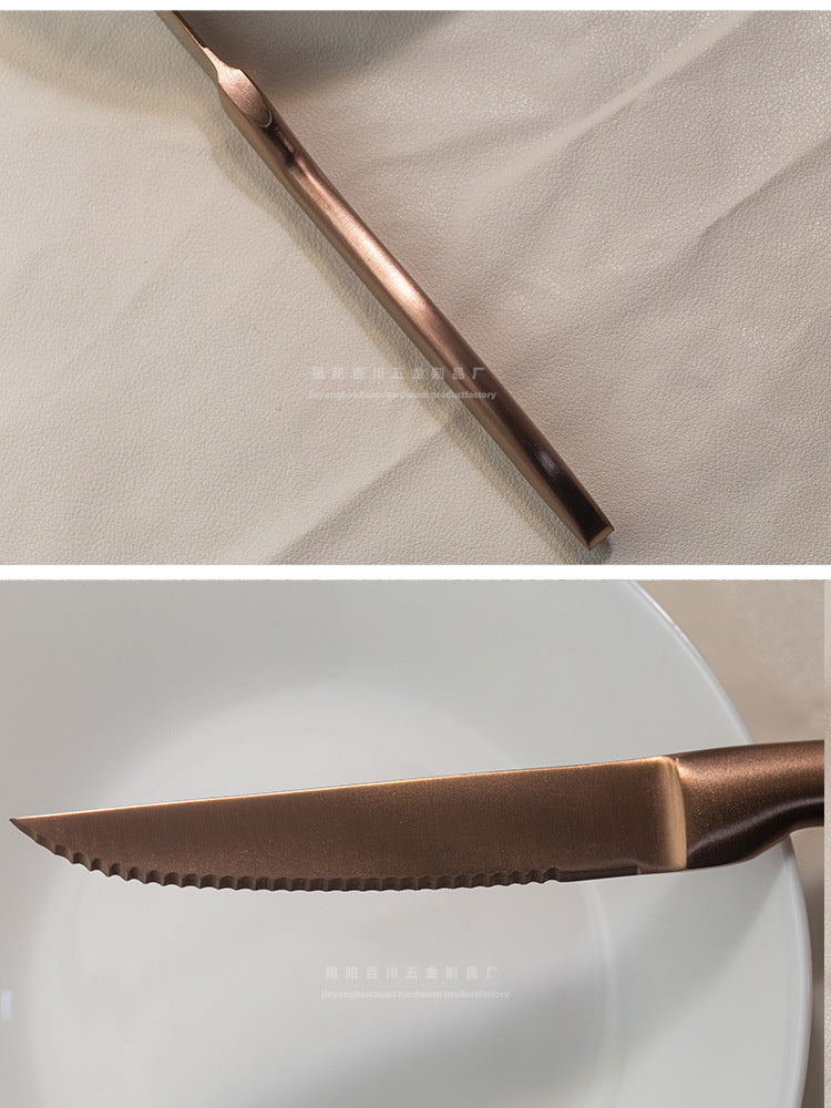 304Stainless Steel Knife Fork Spoon Set Western Tableware Hotel Heavy Sanding Wholesale Steak Knife Tea Spoon Classic Style