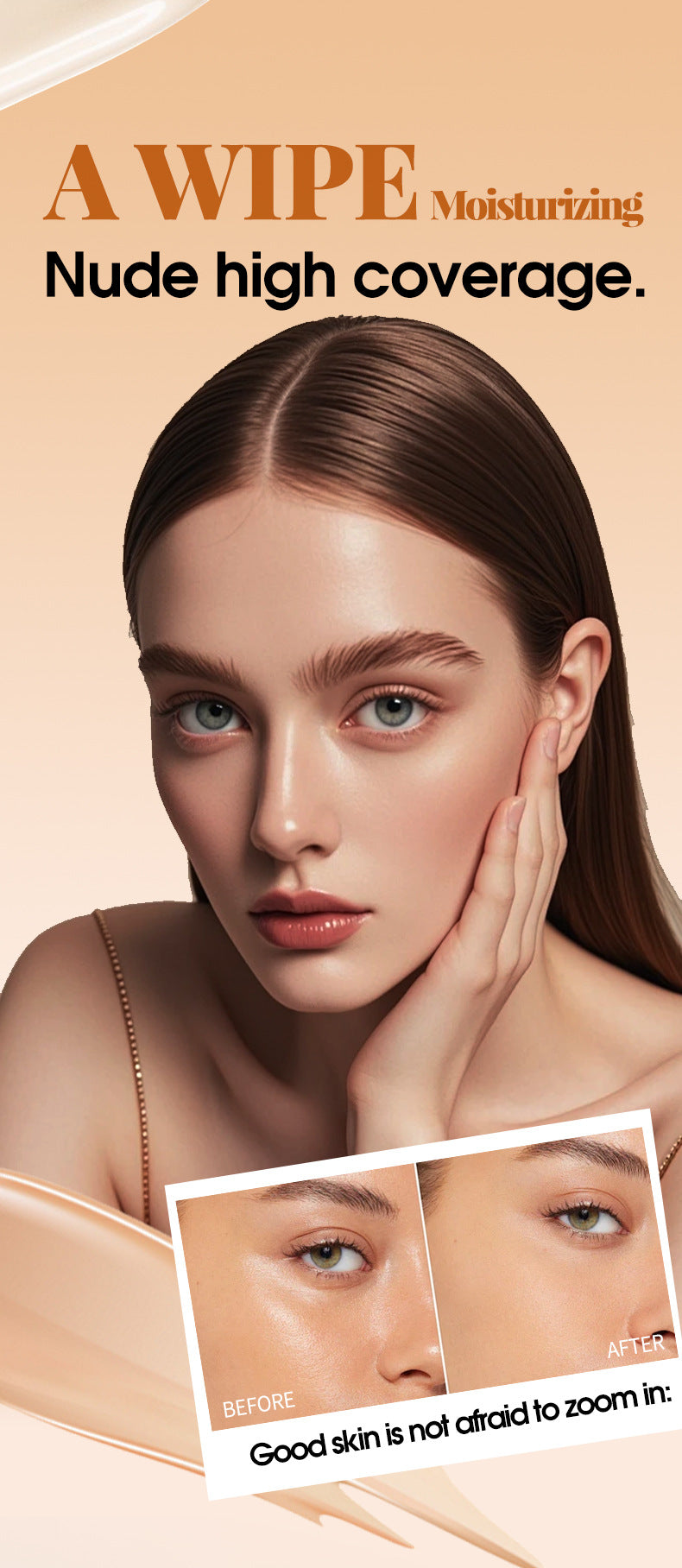 TK Specialized Flawless Dual-Head Eraser Foundation Stick Water Glossy Skin Concealer Long-Lasting with Brush Head Hydrating Makeup Remover