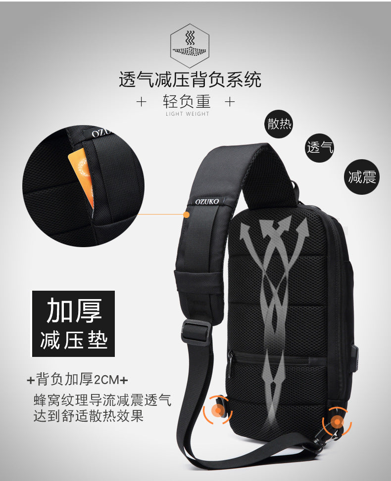 OZUKO Tactical Chest Bag Men's Crossbody Bag Waterproof Multifunctional High-end Outdoor Portable Bag Cycling Shoulder Bag