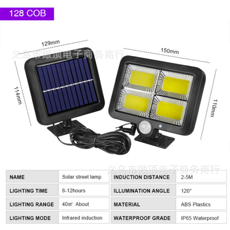 Outdoor Solar Human Body120COB Split Sensor Light100COB Garden lamp 56LED Wall lamp with remote control